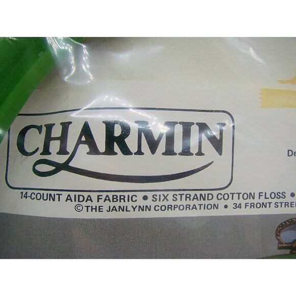 Charmin Cross Stitch Kit Stamped Counted Rose Floral Bouquet Oval Frame Vtg NOS - Picture 3 of 7